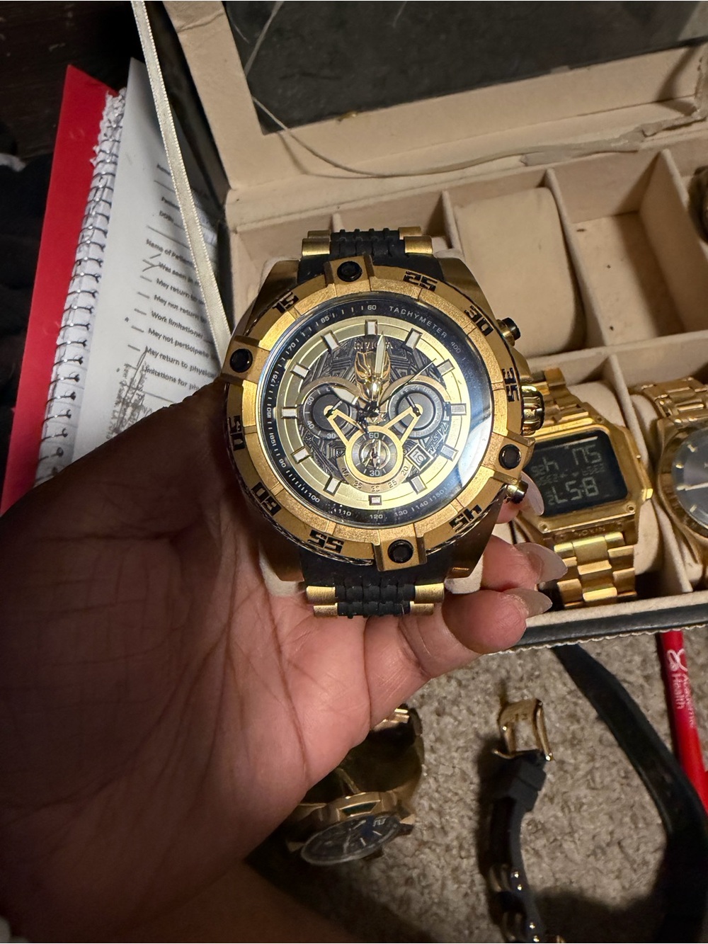 Invicta Gold and Black Men's Chronograph Watch